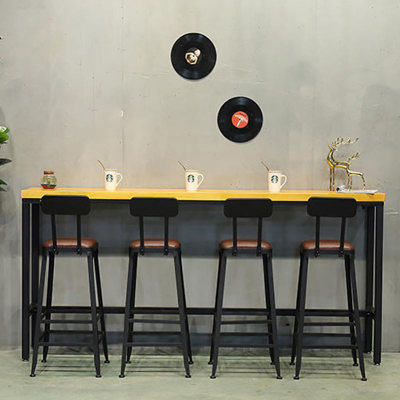 Solid Wood and Metal Pub Bar Table Industrial Rectangle Counter Wine Table Clearhalo 'Bar Furniture' 'Bar Tables' 'bar_tables' 'furn' 'furn_bar_tables' 'Furniture' 'furniture_bar_tables' 'Kitchen & Dining Furniture' 4976774
