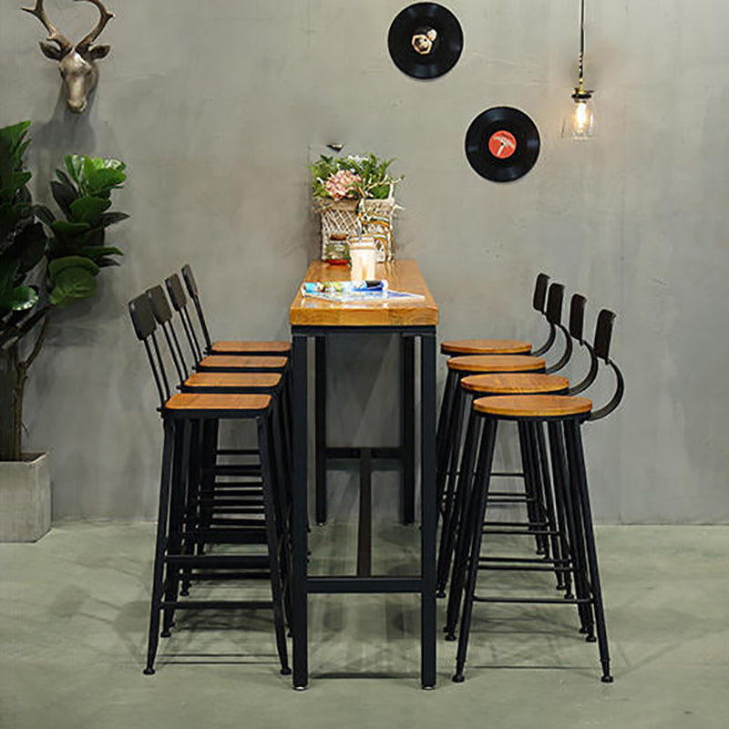 Solid Wood and Metal Pub Bar Table Industrial Rectangle Counter Wine Table Clearhalo 'Bar Furniture' 'Bar Tables' 'bar_tables' 'furn' 'furn_bar_tables' 'Furniture' 'furniture_bar_tables' 'Kitchen & Dining Furniture' 4976775