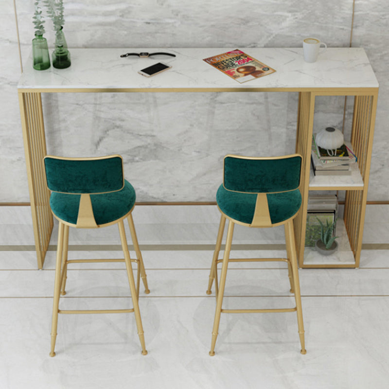 Stone Bar Dining Table Traditional Luxury Rectangle Bar Table with Sled Base in Gold Clearhalo 'Bar Furniture' 'Bar Tables' 'bar_tables' 'furn' 'furn_bar_tables' 'Furniture' 'furniture_bar_tables' 'Kitchen & Dining Furniture' 4976793