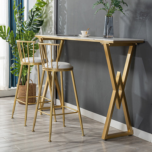 Traditional Luxury Bar Table Stone Rectangle Bar Table with Sled Base Clearhalo 'Bar Furniture' 'Bar Tables' 'bar_tables' 'furn' 'furn_bar_tables' 'Furniture' 'furniture_bar_tables' 'Kitchen & Dining Furniture' 4976833