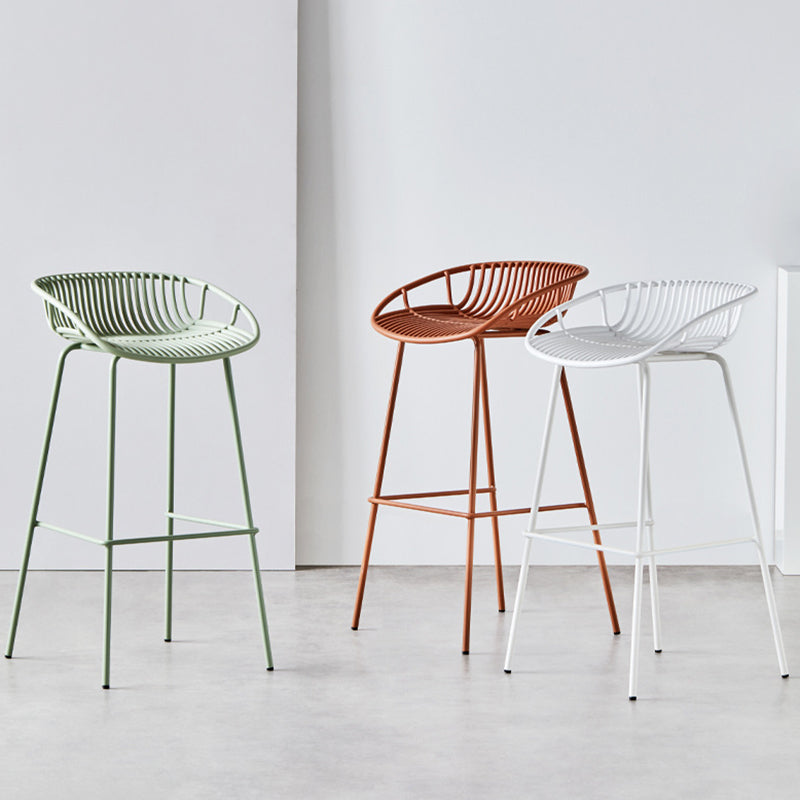 Contemporary Milk Tea Shop Footrest Matte Finish Metal Bar Stool Clearhalo 'Bar Furniture' 'Bar Stools' 'bar_stools' 'furn' 'furn_bar_stools' 'Furniture' 'furniture_bar_stools' 'Kitchen & Dining Furniture' 4976857