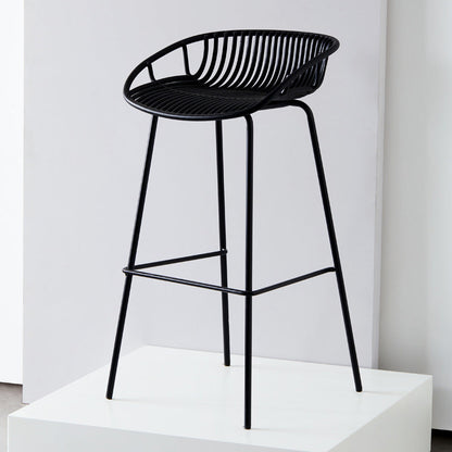 Contemporary Milk Tea Shop Footrest Matte Finish Metal Bar Stool Black 1 Piece Clearhalo 'Bar Furniture' 'Bar Stools' 'bar_stools' 'furn' 'furn_bar_stools' 'Furniture' 'furniture_bar_stools' 'Kitchen & Dining Furniture' 4976863
