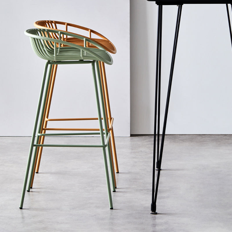 Contemporary Milk Tea Shop Footrest Matte Finish Metal Bar Stool Clearhalo 'Bar Furniture' 'Bar Stools' 'bar_stools' 'furn' 'furn_bar_stools' 'Furniture' 'furniture_bar_stools' 'Kitchen & Dining Furniture' 4976864