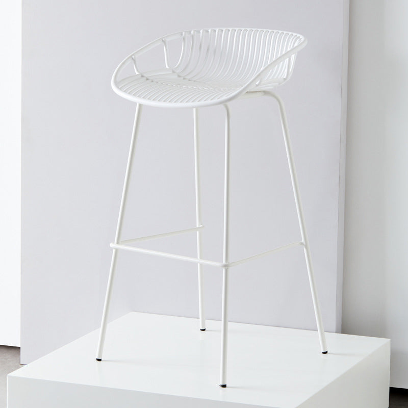 Contemporary Milk Tea Shop Footrest Matte Finish Metal Bar Stool White 1 Piece Clearhalo 'Bar Furniture' 'Bar Stools' 'bar_stools' 'furn' 'furn_bar_stools' 'Furniture' 'furniture_bar_stools' 'Kitchen & Dining Furniture' 4976865