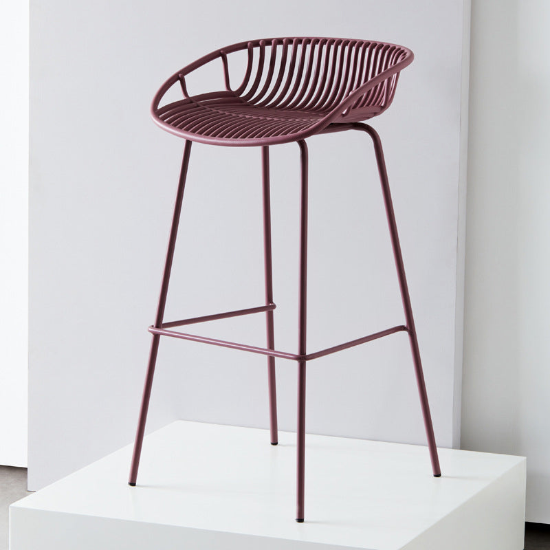 Contemporary Milk Tea Shop Footrest Matte Finish Metal Bar Stool Purple 1 Piece Clearhalo 'Bar Furniture' 'Bar Stools' 'bar_stools' 'furn' 'furn_bar_stools' 'Furniture' 'furniture_bar_stools' 'Kitchen & Dining Furniture' 4976867