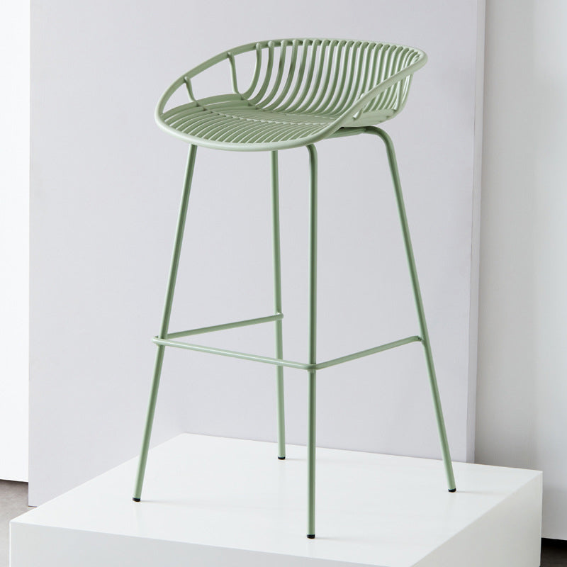 Contemporary Milk Tea Shop Footrest Matte Finish Metal Bar Stool Green 1 Piece Clearhalo 'Bar Furniture' 'Bar Stools' 'bar_stools' 'furn' 'furn_bar_stools' 'Furniture' 'furniture_bar_stools' 'Kitchen & Dining Furniture' 4976869