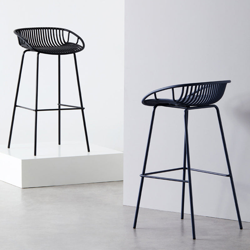 Contemporary Milk Tea Shop Footrest Matte Finish Metal Bar Stool Clearhalo 'Bar Furniture' 'Bar Stools' 'bar_stools' 'furn' 'furn_bar_stools' 'Furniture' 'furniture_bar_stools' 'Kitchen & Dining Furniture' 4976873