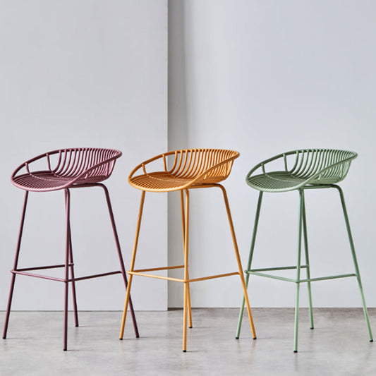 Contemporary Milk Tea Shop Footrest Matte Finish Metal Bar Stool Clearhalo 'Bar Furniture' 'Bar Stools' 'bar_stools' 'furn' 'furn_bar_stools' 'Furniture' 'furniture_bar_stools' 'Kitchen & Dining Furniture' 4976875