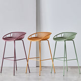 Contemporary Milk Tea Shop Footrest Matte Finish Metal Bar Stool Clearhalo 'Bar Furniture' 'Bar Stools' 'bar_stools' 'furn' 'furn_bar_stools' 'Furniture' 'furniture_bar_stools' 'Kitchen & Dining Furniture' 4976875