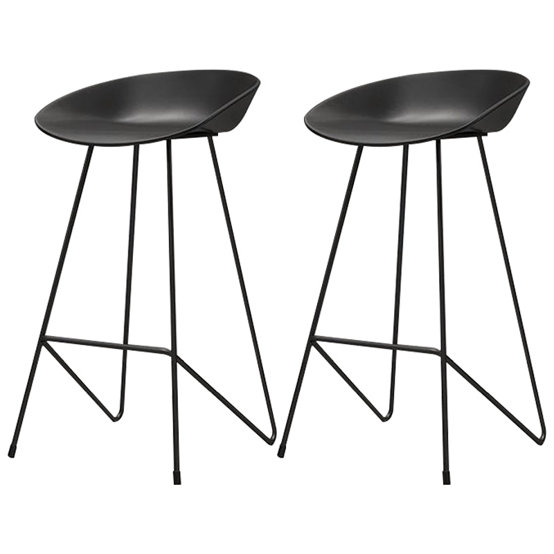 Nordic Armless Backrest Counter Stool Iron Kitchen Bar Stool with Acrylic Seat Black 2 Piece Set Clearhalo 'Bar Furniture' 'Bar Stools' 'bar_stools' 'furn' 'furn_bar_stools' 'Furniture' 'furniture_bar_stools' 'Kitchen & Dining Furniture' 4976879