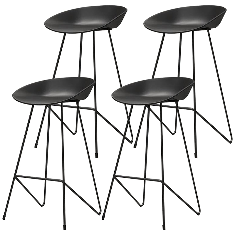 Nordic Armless Backrest Counter Stool Iron Kitchen Bar Stool with Acrylic Seat Black 4 Piece Set Clearhalo 'Bar Furniture' 'Bar Stools' 'bar_stools' 'furn' 'furn_bar_stools' 'Furniture' 'furniture_bar_stools' 'Kitchen & Dining Furniture' 4976880