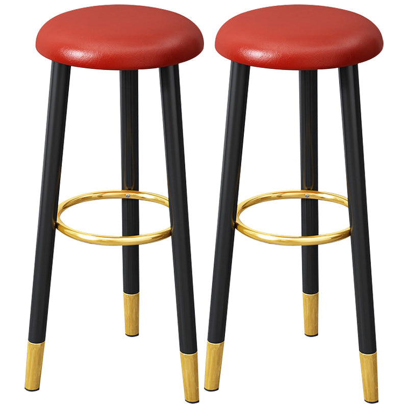 Scandinavian Home Backless Stool Matte Finish Upholstered Bar Stools Red 2 Piece Set Clearhalo 'Bar Furniture' 'Bar Stools' 'bar_stools' 'furn' 'furn_bar_stools' 'Furniture' 'furniture_bar_stools' 'Kitchen & Dining Furniture' 4976894