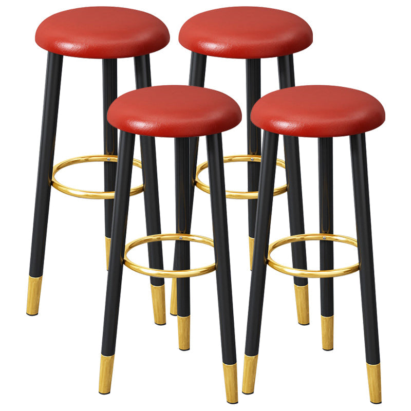 Scandinavian Home Backless Stool Matte Finish Upholstered Bar Stools Red 4 Piece Set Clearhalo 'Bar Furniture' 'Bar Stools' 'bar_stools' 'furn' 'furn_bar_stools' 'Furniture' 'furniture_bar_stools' 'Kitchen & Dining Furniture' 4976895