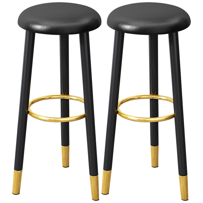 Scandinavian Home Backless Stool Matte Finish Upholstered Bar Stools Black 2 Piece Set Clearhalo 'Bar Furniture' 'Bar Stools' 'bar_stools' 'furn' 'furn_bar_stools' 'Furniture' 'furniture_bar_stools' 'Kitchen & Dining Furniture' 4976898