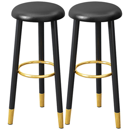 Scandinavian Home Backless Stool Matte Finish Upholstered Bar Stools Black 2 Piece Set Clearhalo 'Bar Furniture' 'Bar Stools' 'bar_stools' 'furn' 'furn_bar_stools' 'Furniture' 'furniture_bar_stools' 'Kitchen & Dining Furniture' 4976898