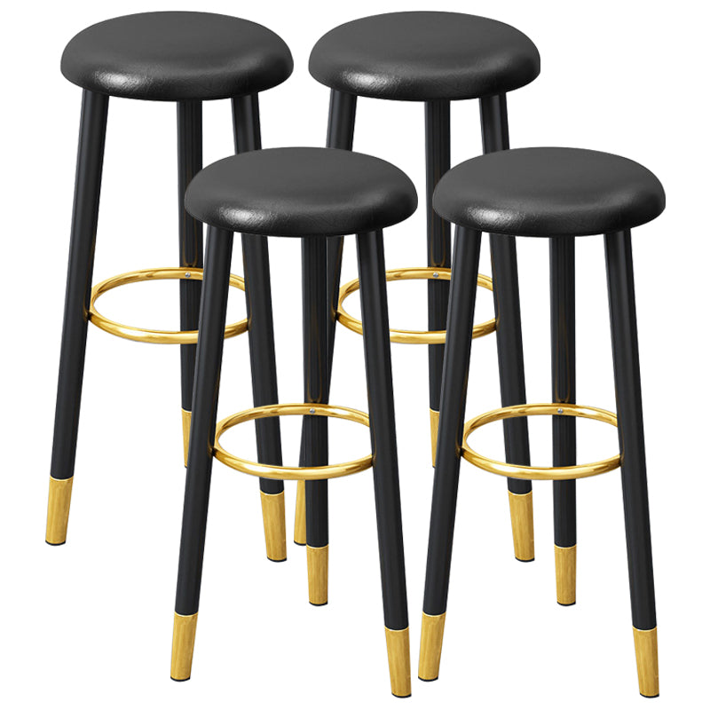 Scandinavian Home Backless Stool Matte Finish Upholstered Bar Stools Black 4 Piece Set Clearhalo 'Bar Furniture' 'Bar Stools' 'bar_stools' 'furn' 'furn_bar_stools' 'Furniture' 'furniture_bar_stools' 'Kitchen & Dining Furniture' 4976900