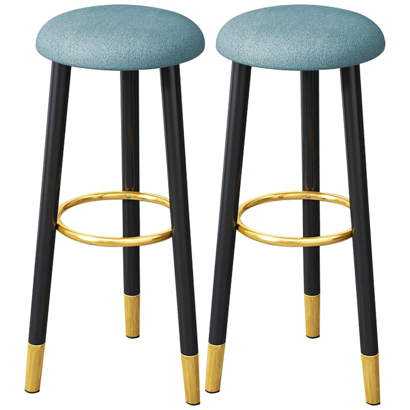 Scandinavian Home Backless Stool Matte Finish Upholstered Bar Stools Blue 2 Piece Set Clearhalo 'Bar Furniture' 'Bar Stools' 'bar_stools' 'furn' 'furn_bar_stools' 'Furniture' 'furniture_bar_stools' 'Kitchen & Dining Furniture' 4976901