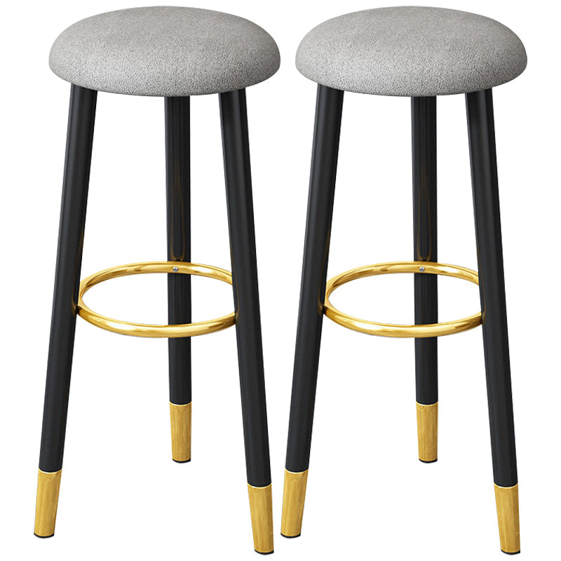 Scandinavian Home Backless Stool Matte Finish Upholstered Bar Stools Light Gray 2 Piece Set Clearhalo 'Bar Furniture' 'Bar Stools' 'bar_stools' 'furn' 'furn_bar_stools' 'Furniture' 'furniture_bar_stools' 'Kitchen & Dining Furniture' 4976905