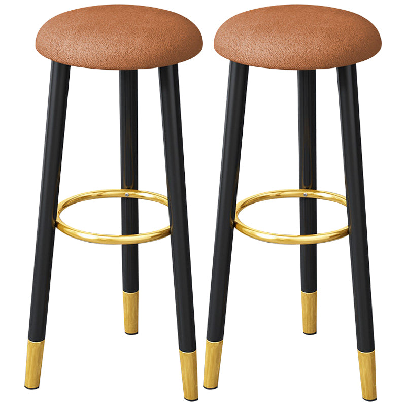 Scandinavian Home Backless Stool Matte Finish Upholstered Bar Stools Orange 2 Piece Set Clearhalo 'Bar Furniture' 'Bar Stools' 'bar_stools' 'furn' 'furn_bar_stools' 'Furniture' 'furniture_bar_stools' 'Kitchen & Dining Furniture' 4976910
