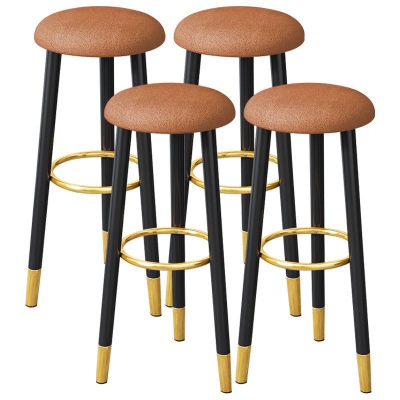 Scandinavian Home Backless Stool Matte Finish Upholstered Bar Stools Orange 4 Piece Set Clearhalo 'Bar Furniture' 'Bar Stools' 'bar_stools' 'furn' 'furn_bar_stools' 'Furniture' 'furniture_bar_stools' 'Kitchen & Dining Furniture' 4976912