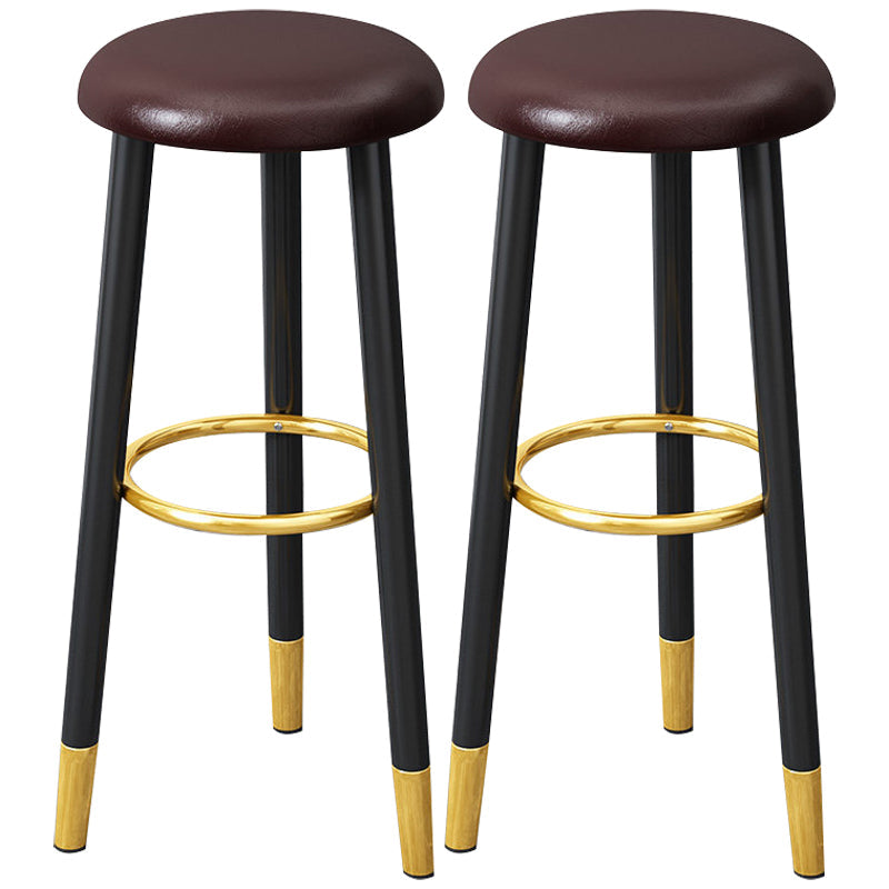 Scandinavian Home Backless Stool Matte Finish Upholstered Bar Stools Brown 2 Piece Set Clearhalo 'Bar Furniture' 'Bar Stools' 'bar_stools' 'furn' 'furn_bar_stools' 'Furniture' 'furniture_bar_stools' 'Kitchen & Dining Furniture' 4976915