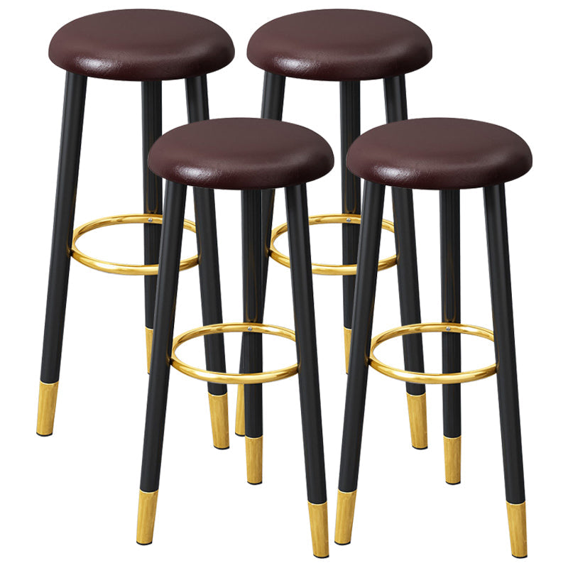 Scandinavian Home Backless Stool Matte Finish Upholstered Bar Stools Brown 4 Piece Set Clearhalo 'Bar Furniture' 'Bar Stools' 'bar_stools' 'furn' 'furn_bar_stools' 'Furniture' 'furniture_bar_stools' 'Kitchen & Dining Furniture' 4976916