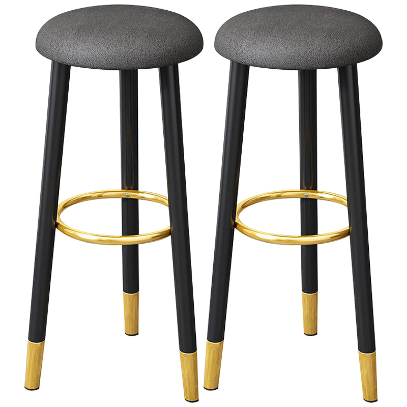 Scandinavian Home Backless Stool Matte Finish Upholstered Bar Stools Dark Gray 2 Piece Set Clearhalo 'Bar Furniture' 'Bar Stools' 'bar_stools' 'furn' 'furn_bar_stools' 'Furniture' 'furniture_bar_stools' 'Kitchen & Dining Furniture' 4976917