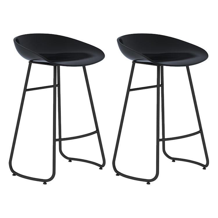 Modern Milk Tea Shop Low Back Stool Matte Finish Plastic Barstool Black Set of 2 Clearhalo 'Bar Furniture' 'Bar Stools' 'bar_stools' 'Furniture' 'furniture_bar_stools' 'Kitchen & Dining Furniture' 4976939