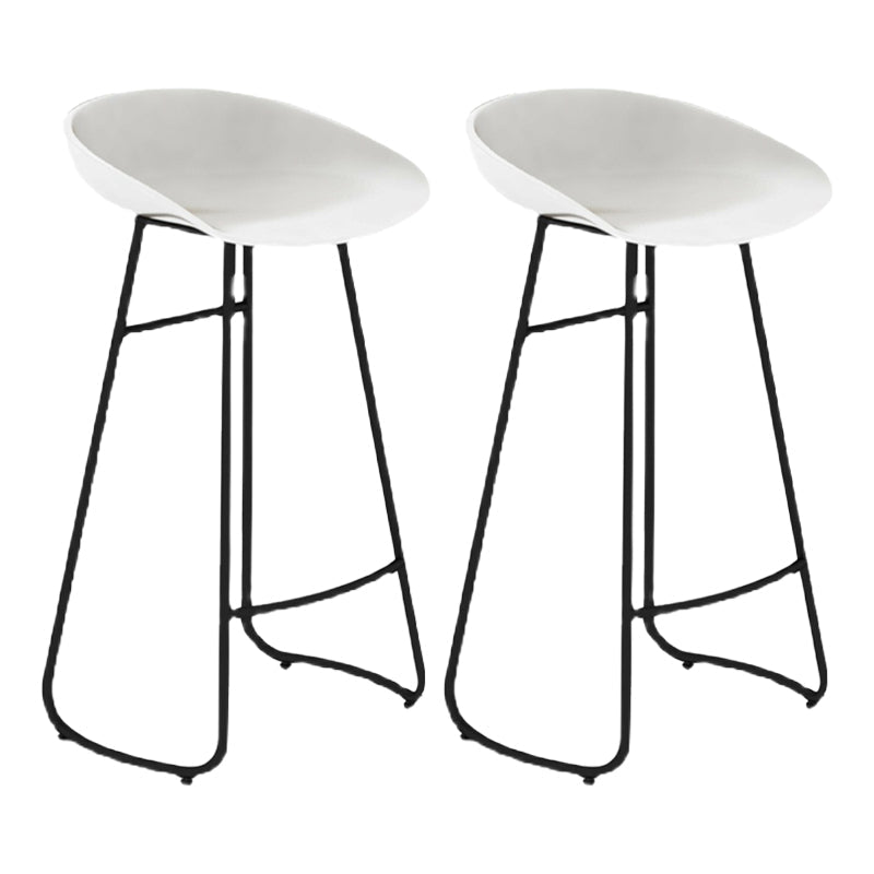 Modern Milk Tea Shop Low Back Stool Matte Finish Plastic Barstool White Set of 2 Clearhalo 'Bar Furniture' 'Bar Stools' 'bar_stools' 'Furniture' 'furniture_bar_stools' 'Kitchen & Dining Furniture' 4976945