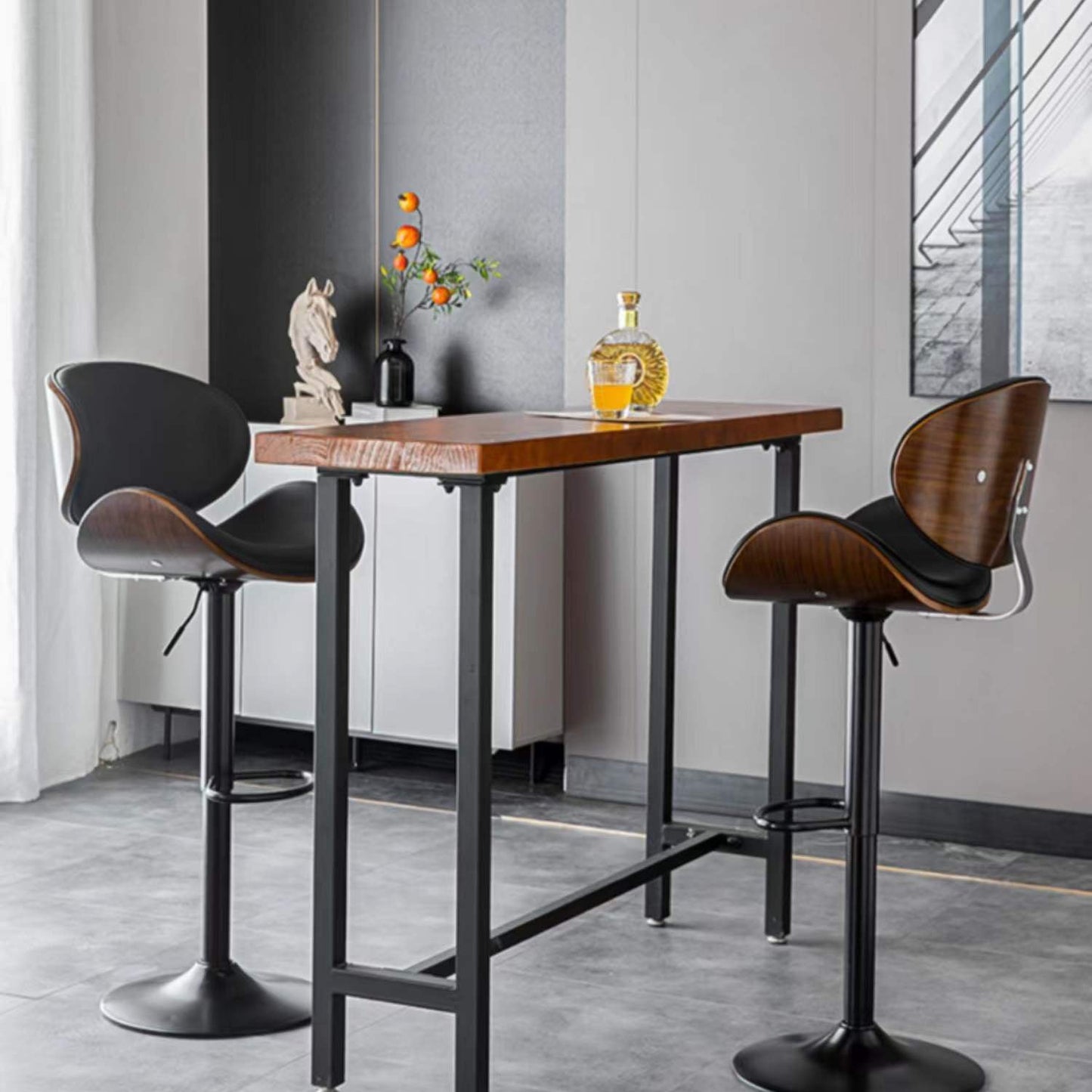 Contemporary Style Bar-stool Adjustable Leather Counter Bar Stool with Metal Legs Clearhalo 'Bar Furniture' 'Bar Stools' 'bar_stools' 'furn' 'furn_bar_stools' 'Furniture' 'furniture_bar_stools' 'Kitchen & Dining Furniture' 4976960