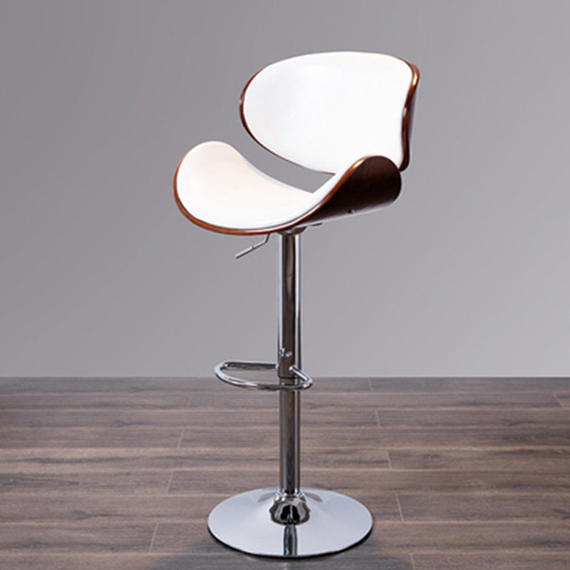 Contemporary Style Bar-stool Adjustable Leather Counter Bar Stool with Metal Legs Gloss White 1 Piece Clearhalo 'Bar Furniture' 'Bar Stools' 'bar_stools' 'furn' 'furn_bar_stools' 'Furniture' 'furniture_bar_stools' 'Kitchen & Dining Furniture' 4976963