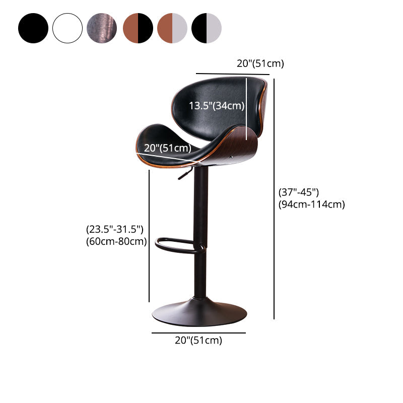 Contemporary Style Bar-stool Adjustable Leather Counter Bar Stool with Metal Legs Clearhalo 'Bar Furniture' 'Bar Stools' 'bar_stools' 'furn' 'furn_bar_stools' 'Furniture' 'furniture_bar_stools' 'Kitchen & Dining Furniture' 4976972