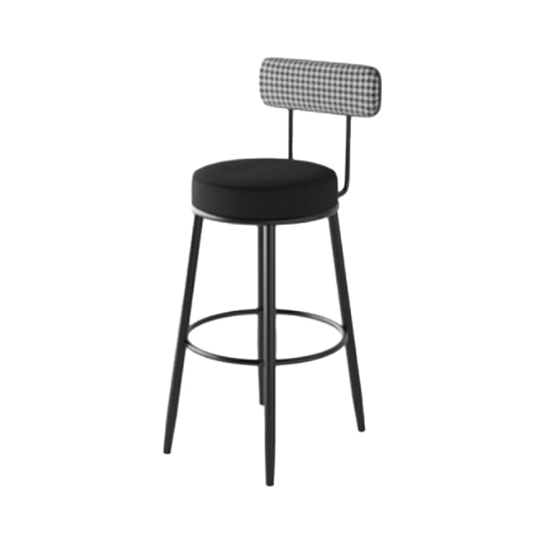 Modern Armless Backrest Counter Stool Iron Kitchen Bar Stool with Pedal and Cushion Black 1 Piece Clearhalo 'Bar Furniture' 'Bar Stools' 'bar_stools' 'furn' 'furn_bar_stools' 'Furniture' 'furniture_bar_stools' 'Kitchen & Dining Furniture' 4976974