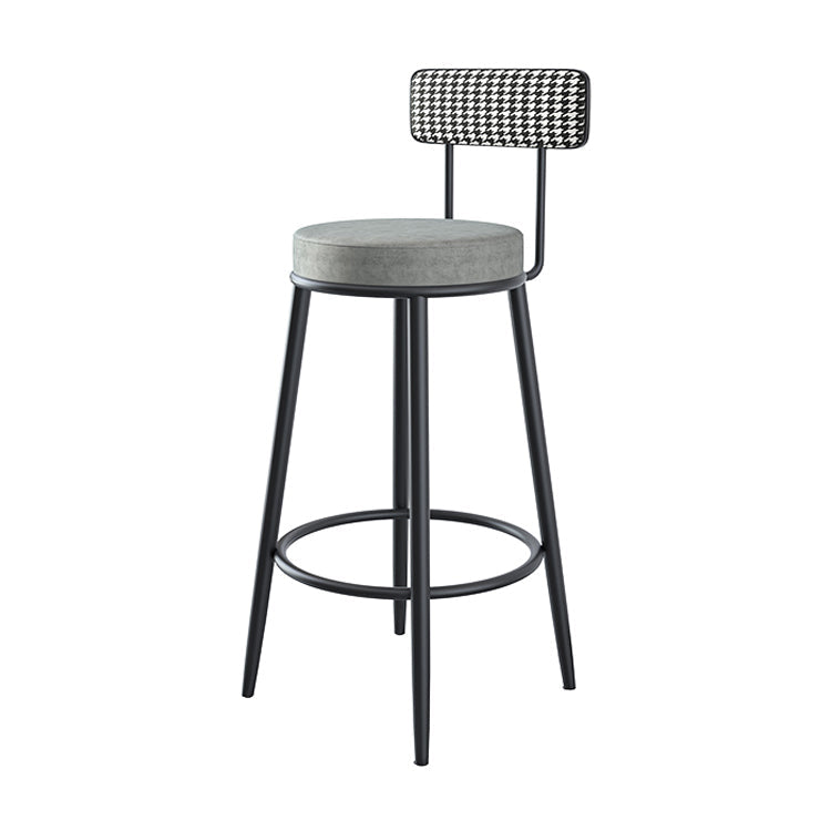 Modern Armless Backrest Counter Stool Iron Kitchen Bar Stool with Pedal and Cushion Grey 1 Piece Clearhalo 'Bar Furniture' 'Bar Stools' 'bar_stools' 'furn' 'furn_bar_stools' 'Furniture' 'furniture_bar_stools' 'Kitchen & Dining Furniture' 4976979