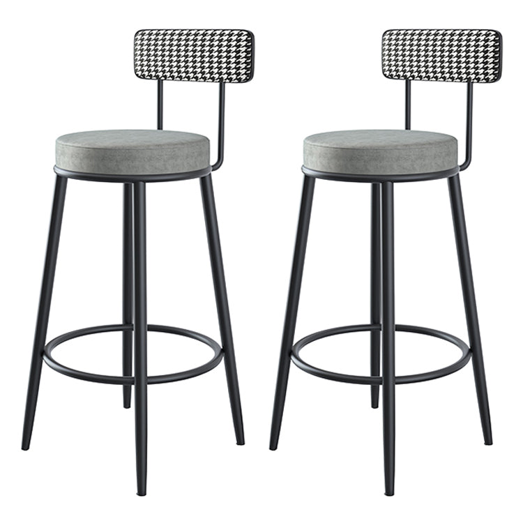 Modern Armless Backrest Counter Stool Iron Kitchen Bar Stool with Pedal and Cushion Grey 2 Piece Set Clearhalo 'Bar Furniture' 'Bar Stools' 'bar_stools' 'furn' 'furn_bar_stools' 'Furniture' 'furniture_bar_stools' 'Kitchen & Dining Furniture' 4976981