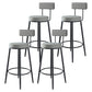 Modern Armless Backrest Counter Stool Iron Kitchen Bar Stool with Pedal and Cushion Grey 4 Piece Set Clearhalo 'Bar Furniture' 'Bar Stools' 'bar_stools' 'furn' 'furn_bar_stools' 'Furniture' 'furniture_bar_stools' 'Kitchen & Dining Furniture' 4976984