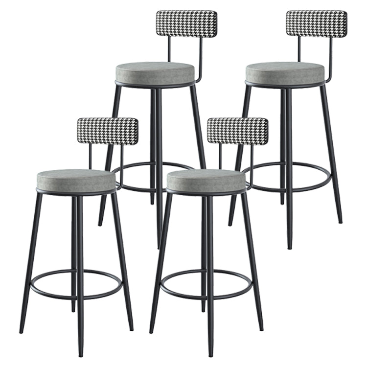 Modern Armless Backrest Counter Stool Iron Kitchen Bar Stool with Pedal and Cushion Grey 4 Piece Set Clearhalo 'Bar Furniture' 'Bar Stools' 'bar_stools' 'furn' 'furn_bar_stools' 'Furniture' 'furniture_bar_stools' 'Kitchen & Dining Furniture' 4976984