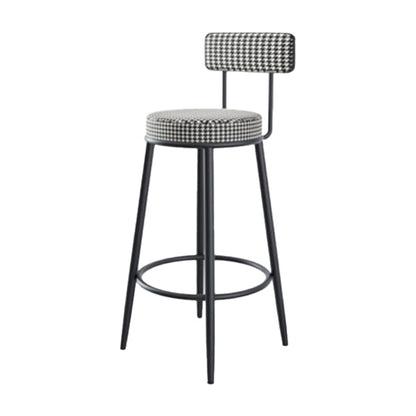 Modern Armless Backrest Counter Stool Iron Kitchen Bar Stool with Pedal and Cushion Black White 1 Piece Clearhalo 'Bar Furniture' 'Bar Stools' 'bar_stools' 'furn' 'furn_bar_stools' 'Furniture' 'furniture_bar_stools' 'Kitchen & Dining Furniture' 4976992