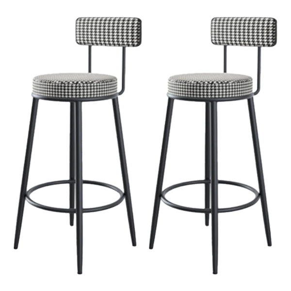 Modern Armless Backrest Counter Stool Iron Kitchen Bar Stool with Pedal and Cushion Black White 2 Piece Set Clearhalo 'Bar Furniture' 'Bar Stools' 'bar_stools' 'furn' 'furn_bar_stools' 'Furniture' 'furniture_bar_stools' 'Kitchen & Dining Furniture' 4976993