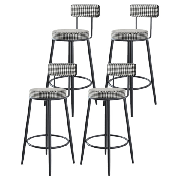 Modern Armless Backrest Counter Stool Iron Kitchen Bar Stool with Pedal and Cushion Black White 4 Piece Set Clearhalo 'Bar Furniture' 'Bar Stools' 'bar_stools' 'furn' 'furn_bar_stools' 'Furniture' 'furniture_bar_stools' 'Kitchen & Dining Furniture' 4976994