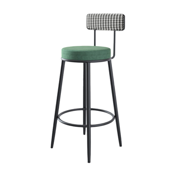 Modern Armless Backrest Counter Stool Iron Kitchen Bar Stool with Pedal and Cushion Blackish Green 1 Piece Clearhalo 'Bar Furniture' 'Bar Stools' 'bar_stools' 'furn' 'furn_bar_stools' 'Furniture' 'furniture_bar_stools' 'Kitchen & Dining Furniture' 4976995
