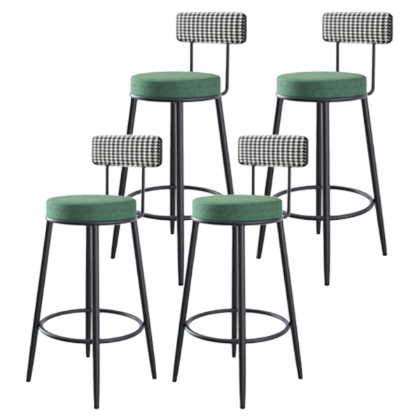 Modern Armless Backrest Counter Stool Iron Kitchen Bar Stool with Pedal and Cushion Blackish Green 4 Piece Set Clearhalo 'Bar Furniture' 'Bar Stools' 'bar_stools' 'furn' 'furn_bar_stools' 'Furniture' 'furniture_bar_stools' 'Kitchen & Dining Furniture' 4976997