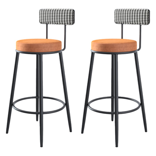 Modern Armless Backrest Counter Stool Iron Kitchen Bar Stool with Pedal and Cushion Orange 2 Piece Set Clearhalo 'Bar Furniture' 'Bar Stools' 'bar_stools' 'furn' 'furn_bar_stools' 'Furniture' 'furniture_bar_stools' 'Kitchen & Dining Furniture' 4976999