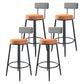 Modern Armless Backrest Counter Stool Iron Kitchen Bar Stool with Pedal and Cushion Orange 4 Piece Set Clearhalo 'Bar Furniture' 'Bar Stools' 'bar_stools' 'furn' 'furn_bar_stools' 'Furniture' 'furniture_bar_stools' 'Kitchen & Dining Furniture' 4977000