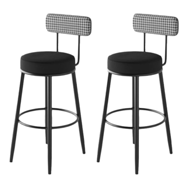 Modern Armless Backrest Counter Stool Iron Cafe Bar Stool with Pedal and Cushion Black 2 Piece Set Clearhalo 'Bar Furniture' 'Bar Stools' 'bar_stools' 'furn' 'furn_bar_stools' 'Furniture' 'furniture_bar_stools' 'Kitchen & Dining Furniture' 4977042