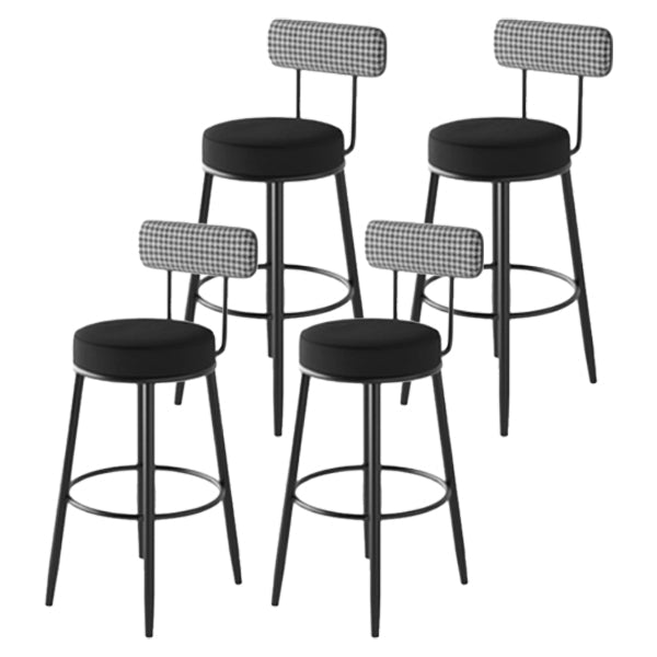 Modern Armless Backrest Counter Stool Iron Cafe Bar Stool with Pedal and Cushion Black 4 Piece Set Clearhalo 'Bar Furniture' 'Bar Stools' 'bar_stools' 'furn' 'furn_bar_stools' 'Furniture' 'furniture_bar_stools' 'Kitchen & Dining Furniture' 4977045