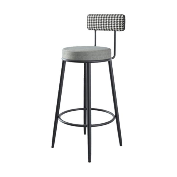 Modern Armless Backrest Counter Stool Iron Cafe Bar Stool with Pedal and Cushion Grey 1 Piece Clearhalo 'Bar Furniture' 'Bar Stools' 'bar_stools' 'furn' 'furn_bar_stools' 'Furniture' 'furniture_bar_stools' 'Kitchen & Dining Furniture' 4977046