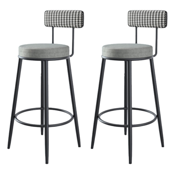 Modern Armless Backrest Counter Stool Iron Cafe Bar Stool with Pedal and Cushion Grey 2 Piece Set Clearhalo 'Bar Furniture' 'Bar Stools' 'bar_stools' 'furn' 'furn_bar_stools' 'Furniture' 'furniture_bar_stools' 'Kitchen & Dining Furniture' 4977048