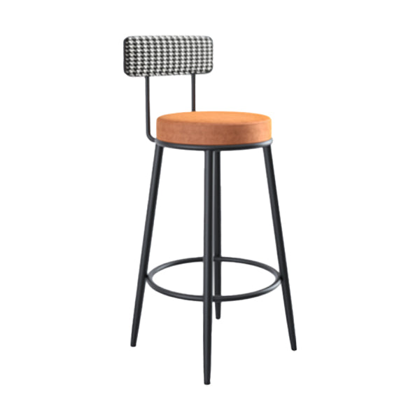 Modern Armless Backrest Counter Stool Iron Cafe Bar Stool with Pedal and Cushion Clearhalo 'Bar Furniture' 'Bar Stools' 'bar_stools' 'furn' 'furn_bar_stools' 'Furniture' 'furniture_bar_stools' 'Kitchen & Dining Furniture' 4977049