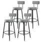 Modern Armless Backrest Counter Stool Iron Cafe Bar Stool with Pedal and Cushion Grey 4 Piece Set Clearhalo 'Bar Furniture' 'Bar Stools' 'bar_stools' 'furn' 'furn_bar_stools' 'Furniture' 'furniture_bar_stools' 'Kitchen & Dining Furniture' 4977051
